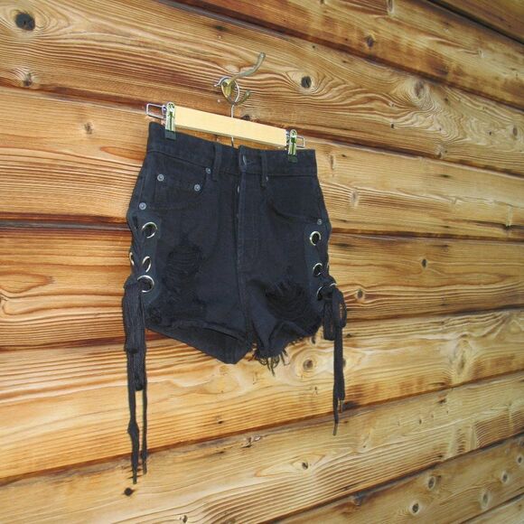 LF Carmar High Waist Side Lace Denim Jean Shorts - Picture 6 of 12